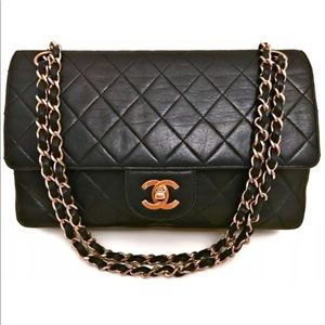 CHANEL Paris 9.75” Inch Black Quilted Flap Bag